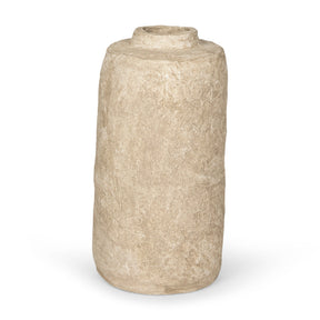 Rama Small Beige Paper Mache Floor Vase by Mercana at Eve Furniture