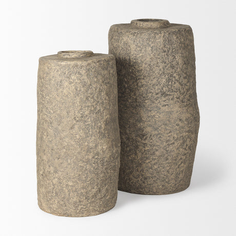 Rama Small Gray Paper Mache Floor Vase by Mercana at Eve Furniture