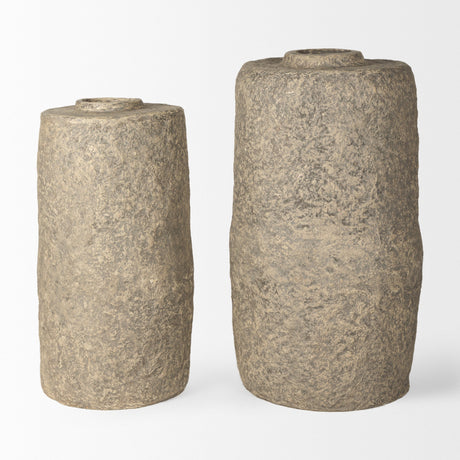 Rama Small Gray Paper Mache Floor Vase by Mercana at Eve Furniture