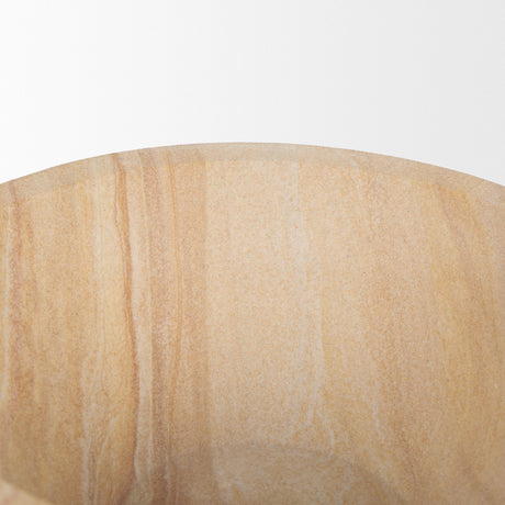 Ramira Beige Sandstone Decorative Pedestal Bowl by Mercana at Eve Furniture