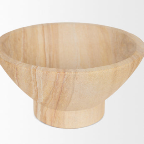 Ramira Beige Sandstone Decorative Pedestal Bowl by Mercana at Eve Furniture