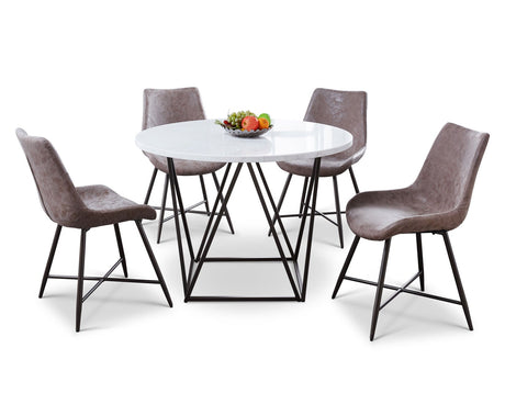 Ramona 5 Piece Marble Top Set(Table & 4 Side Chairs)