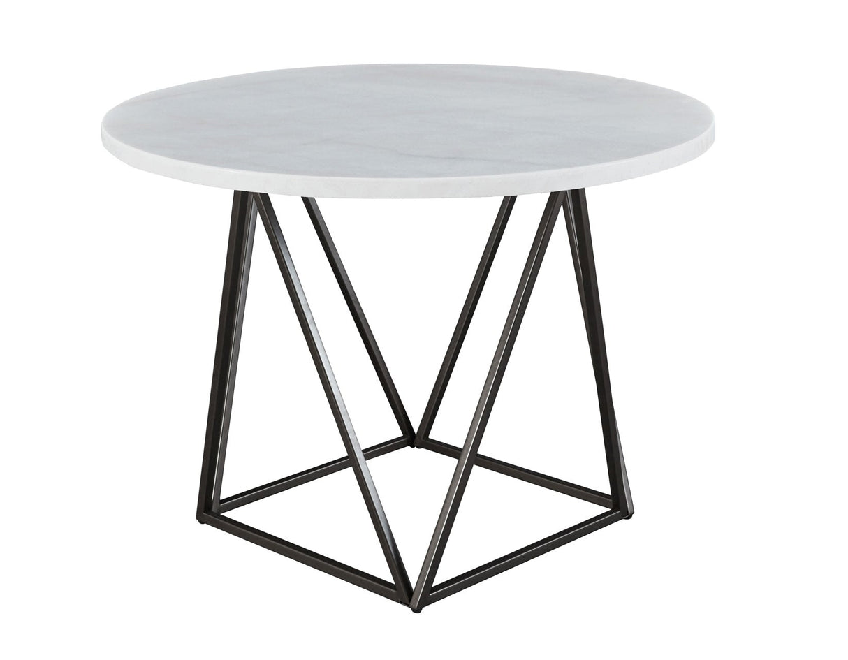 Ramona White Marble Top 44 inch Round Dining Table