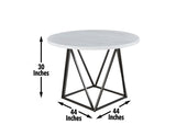 Ramona White Marble Top 44 inch Round Dining Table