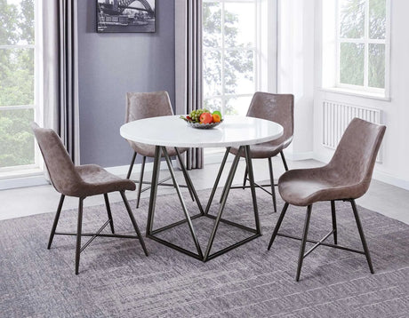 Ramona White Marble Top 44 inch Round Dining Table by Steve Silver at Eve Furniture