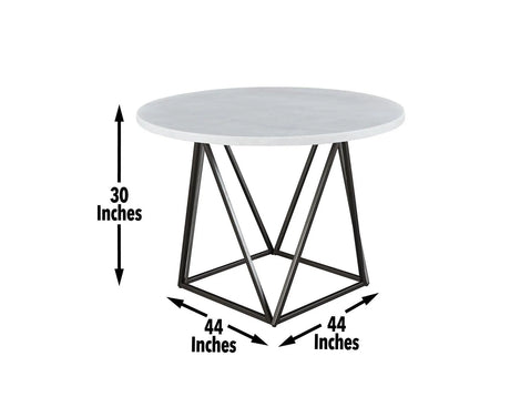Ramona White Marble Top 44 inch Round Dining Table by Steve Silver at Eve Furniture