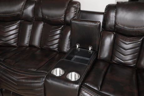 Ramone Dark Brown 3-Piece Power Reclining Sectional with Consoles by Homelegance at Eve Furniture