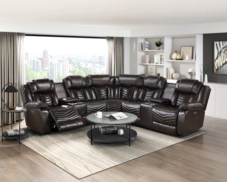 Ramone Dark Brown 3-Piece Power Reclining Sectional with Consoles by Homelegance at Eve Furniture