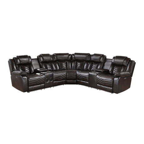 Ramone Dark Brown 3-Piece Power Reclining Sectional with Consoles by Homelegance at Eve Furniture