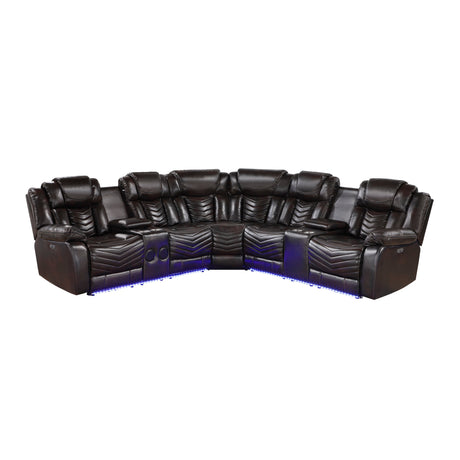 Ramone Dark Brown 3-Piece Power Reclining Sectional with Consoles by Homelegance at Eve Furniture
