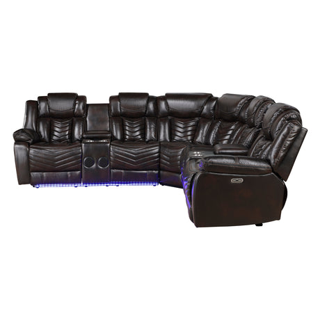 Ramone Dark Brown 3-Piece Power Reclining Sectional with Consoles by Homelegance at Eve Furniture