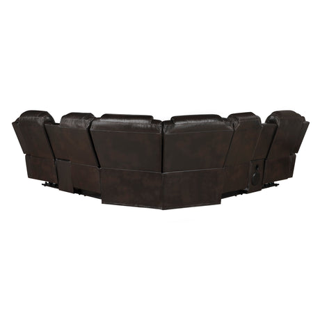 Ramone Dark Brown 3-Piece Power Reclining Sectional with Consoles by Homelegance at Eve Furniture