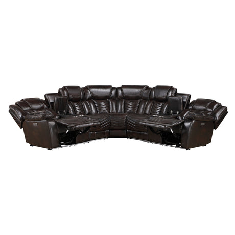 Ramone Dark Brown 3-Piece Power Reclining Sectional with Consoles by Homelegance at Eve Furniture