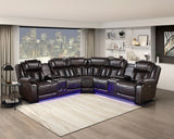 Ramone Dark Brown 3-Piece Power Reclining Sectional with Consoles by Homelegance at Eve Furniture
