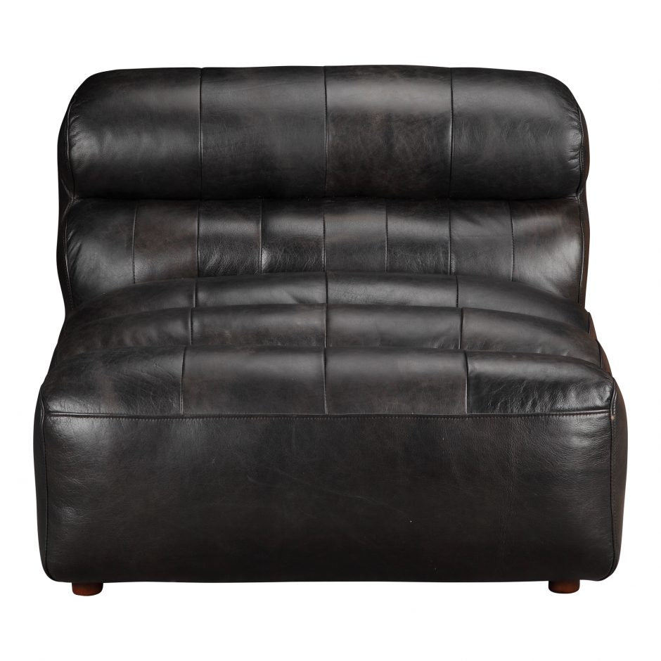 Ramsay Leather Armless Chair Antique Black by Moe's Home at Eve Furniture