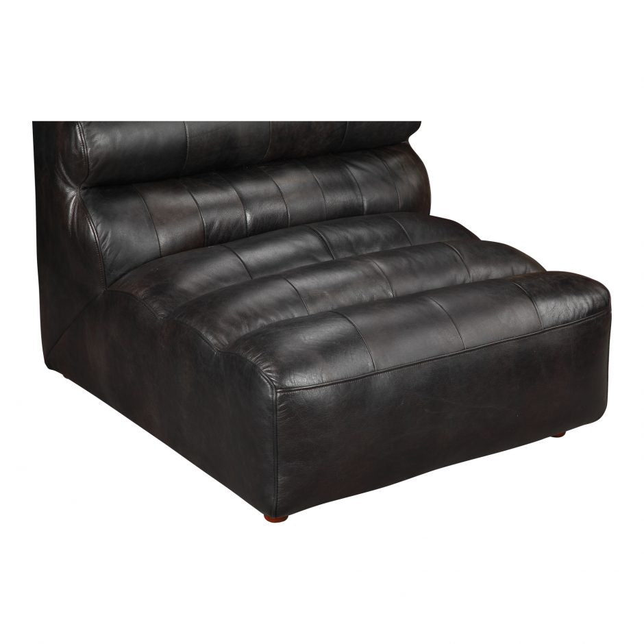 Ramsay Leather Armless Chair Antique Black by Moe's Home at Eve Furniture