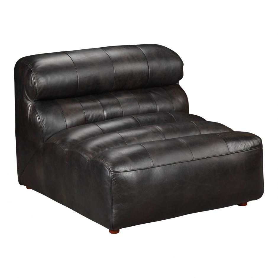 Ramsay Leather Armless Chair Antique Black by Moe's Home at Eve Furniture