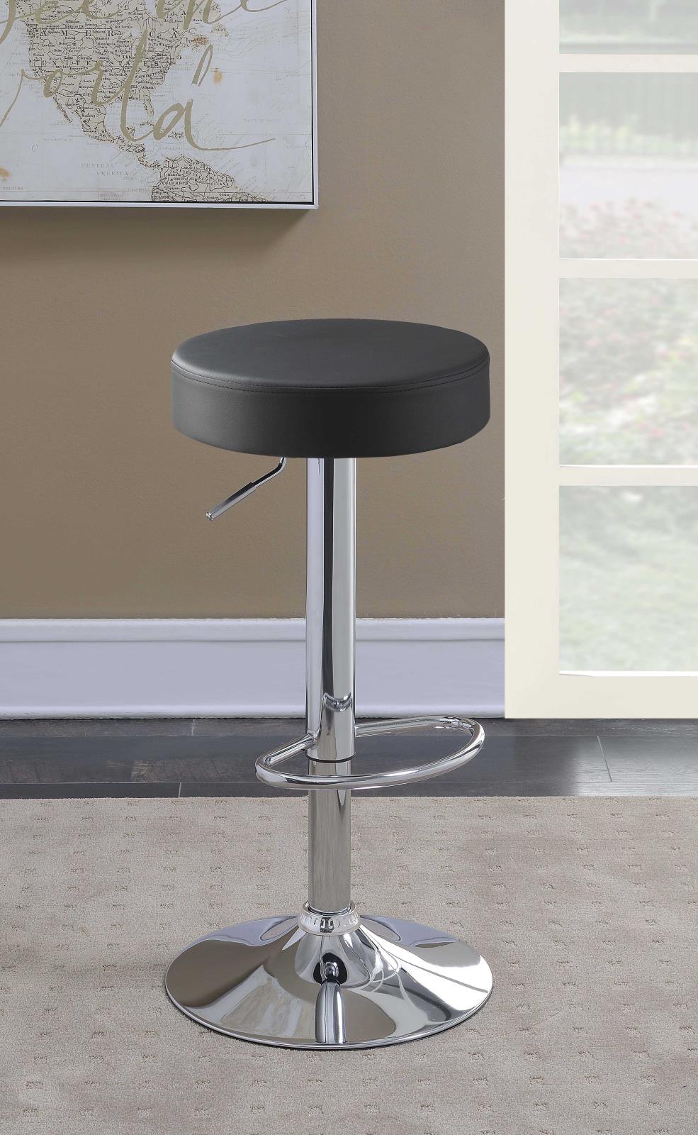 Ramses Chrome/Black 29" Adjustable Bar Stool