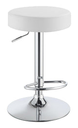 Ramses Chrome/White 29" Adjustable Bar Stool