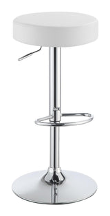 Ramses Chrome/White 29" Adjustable Bar Stool