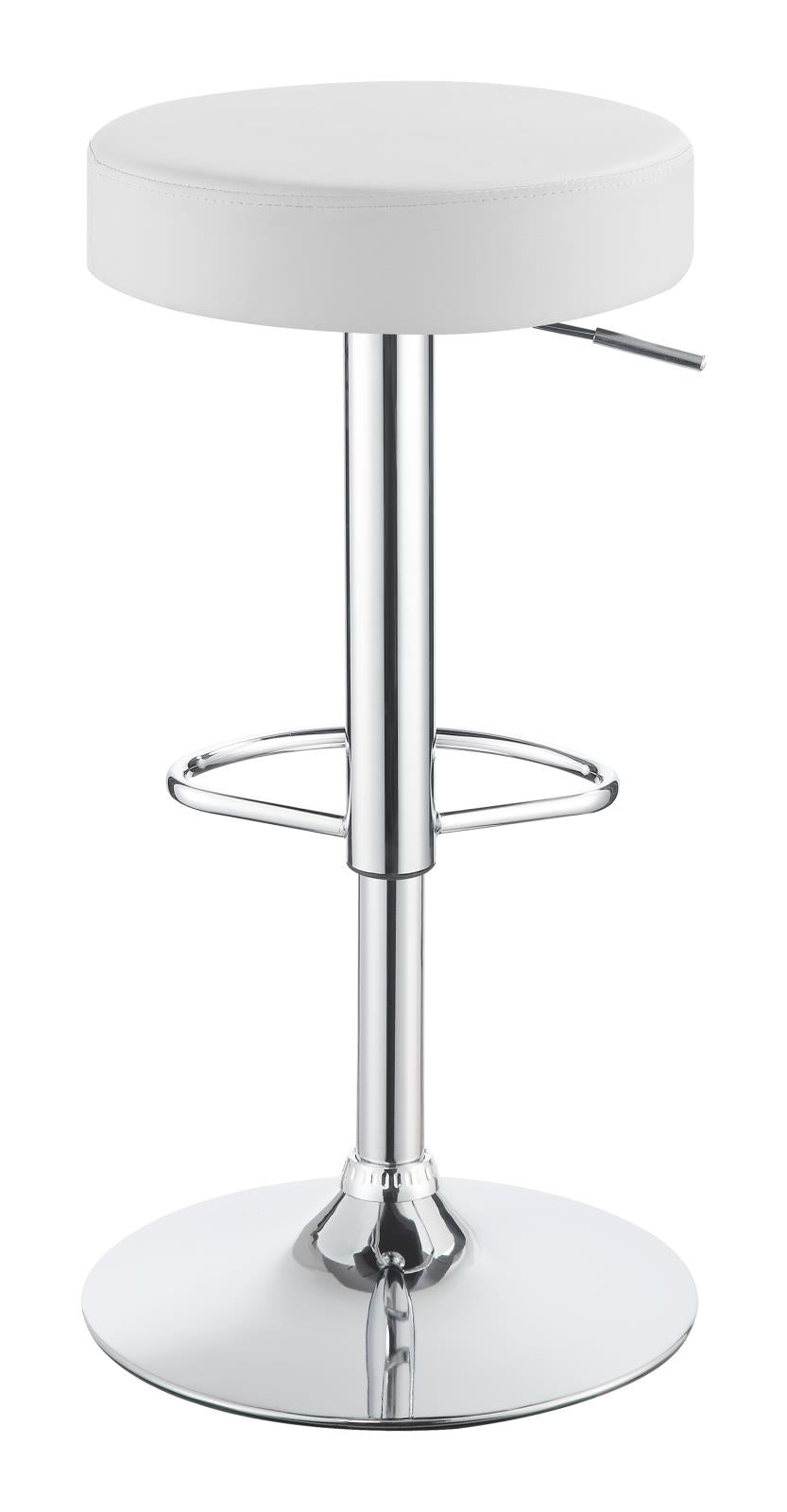 Ramses Chrome/White 29" Adjustable Bar Stool