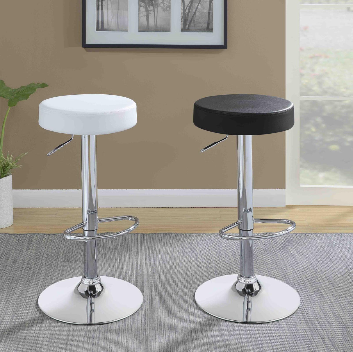 Ramses Chrome/White 29" Adjustable Bar Stool