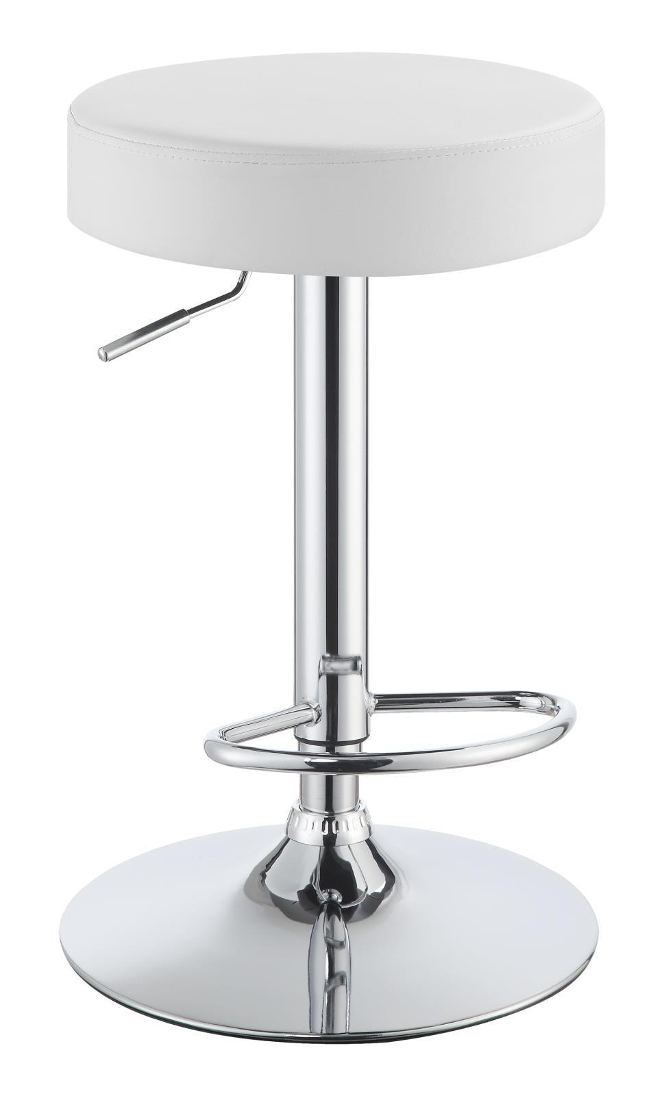 Ramses Chrome/White 29" Adjustable Bar Stool by Coaster at Eve Furniture