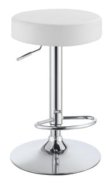 Ramses Chrome/White 29" Adjustable Bar Stool by Coaster at Eve Furniture