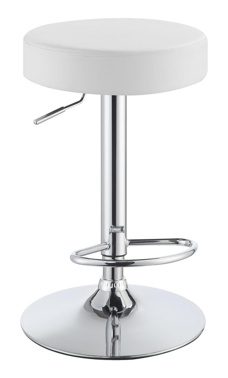 Ramses Chrome/White 29" Adjustable Bar Stool by Coaster at Eve Furniture