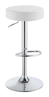 Ramses Chrome/White 29" Adjustable Bar Stool by Coaster at Eve Furniture