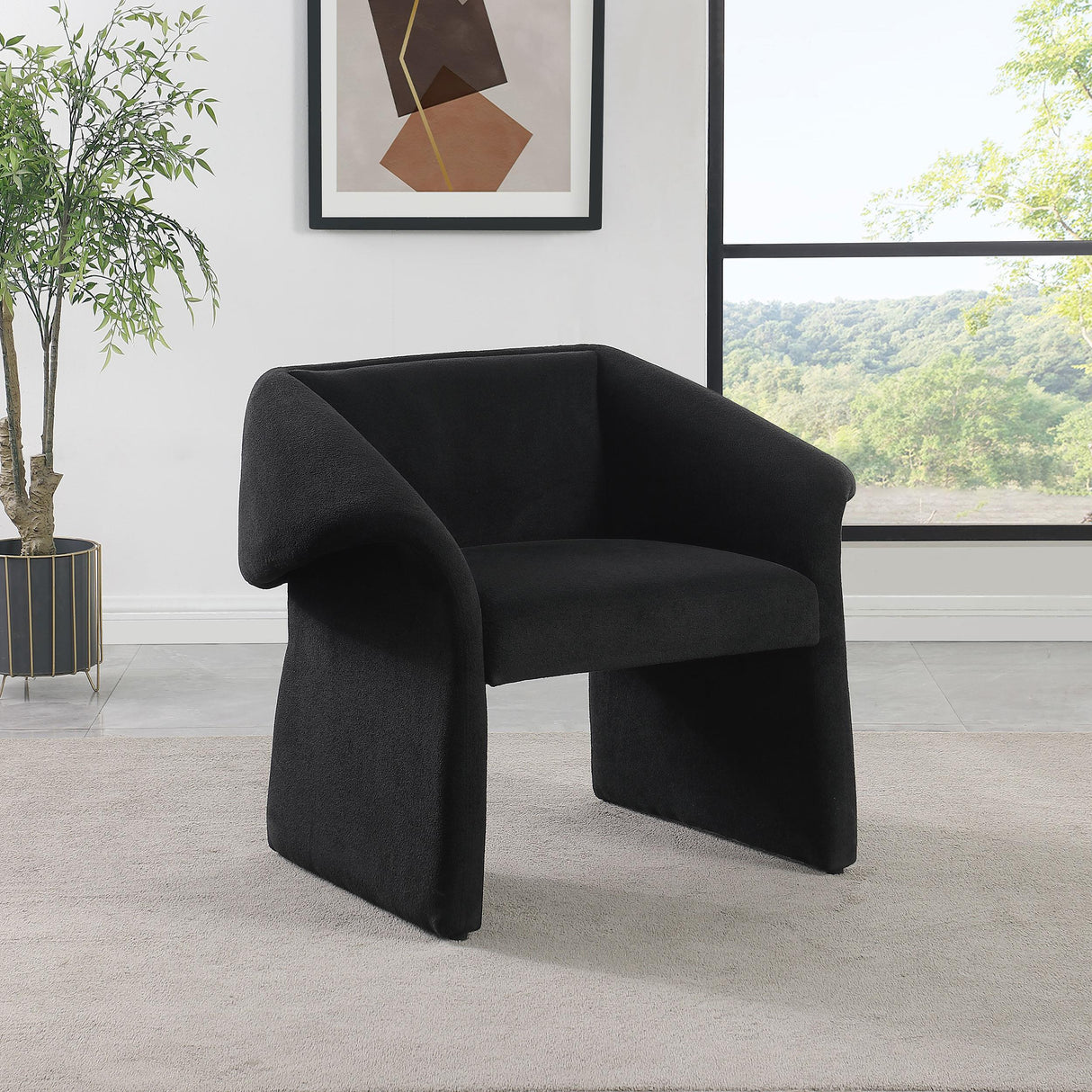 Ramsey Black Upholstered Sloped Arm Accent Chair