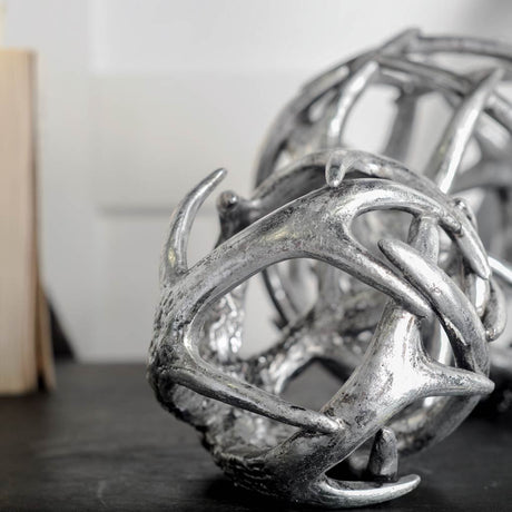 Ramus III (Small) Silver Antler Shaped Decorative Orb Ball by Mercana at Eve Furniture