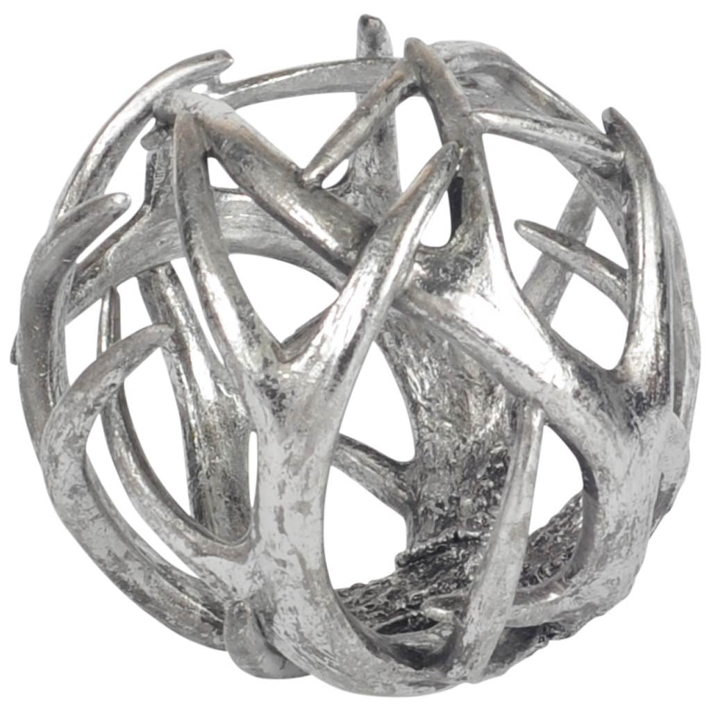 Ramus IV (Large) Silver Antler Shaped Decorative Orb Ball by Mercana at Eve Furniture