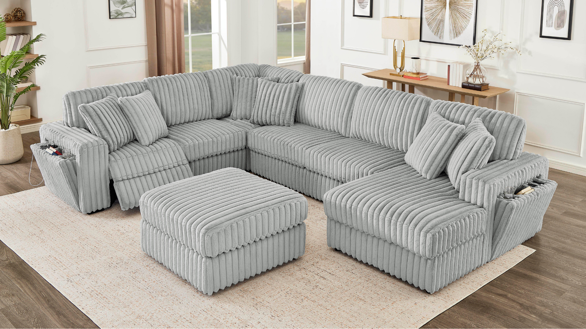 Rana Grey Power Reclining RAF Sectional by New Era Innovations at Eve Furniture