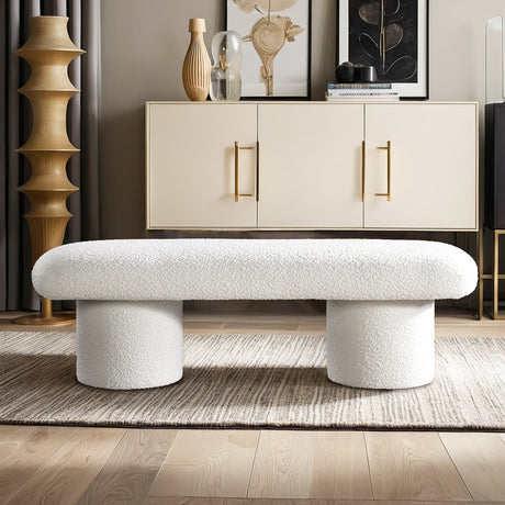 Randolph Ivory Boucle Bench by Ashcroft Furniture at Eve Furniture