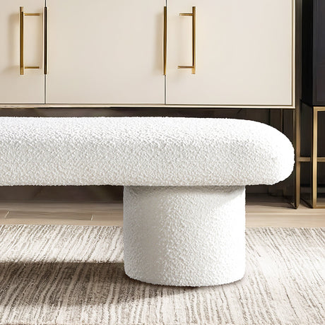 Randolph Ivory Boucle Bench by Ashcroft Furniture at Eve Furniture