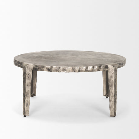 Randy Silver Nickel Cast Aluminum Metal Coffee Table by Mercana at Eve Furniture