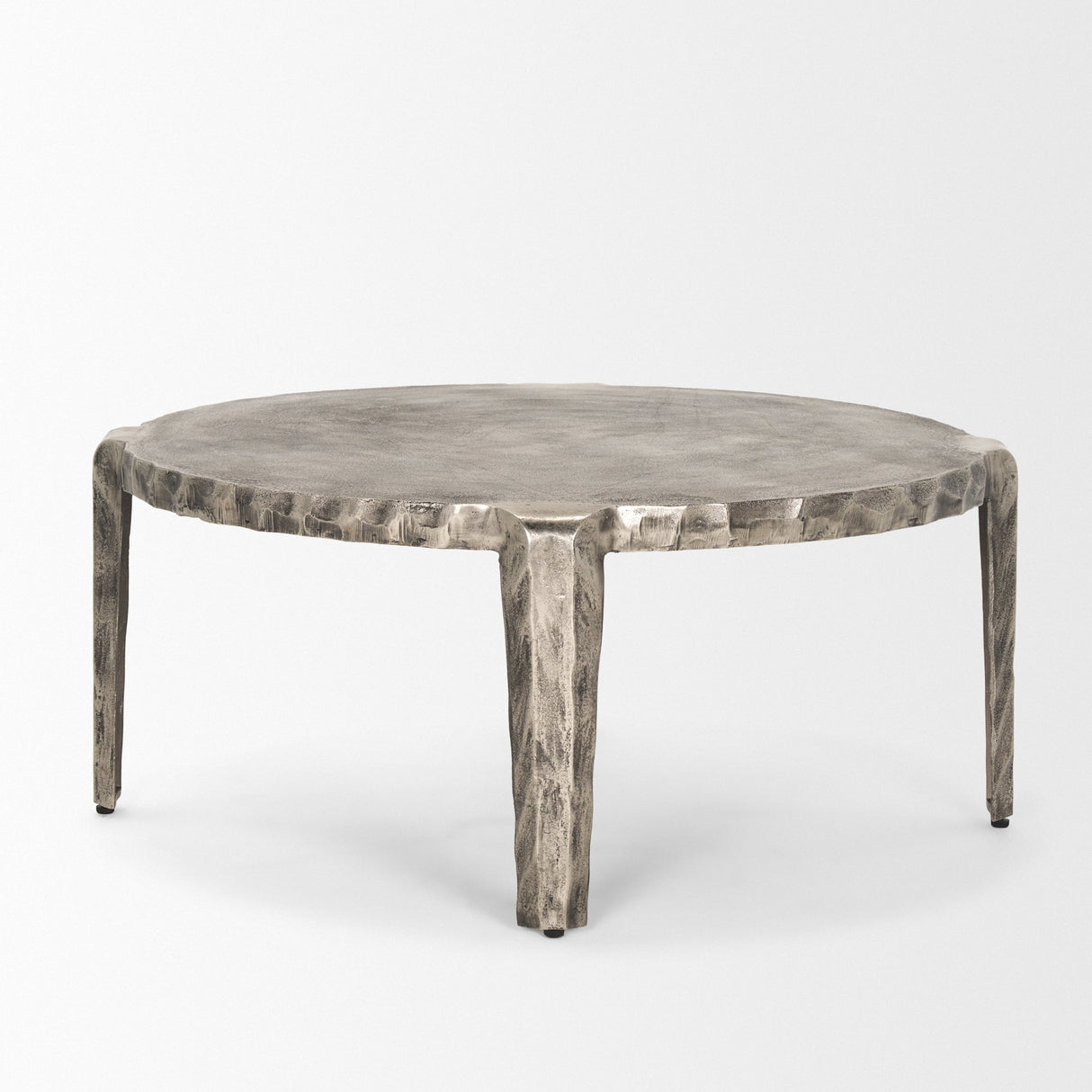 Randy Silver Nickel Cast Aluminum Metal Coffee Table by Mercana at Eve Furniture