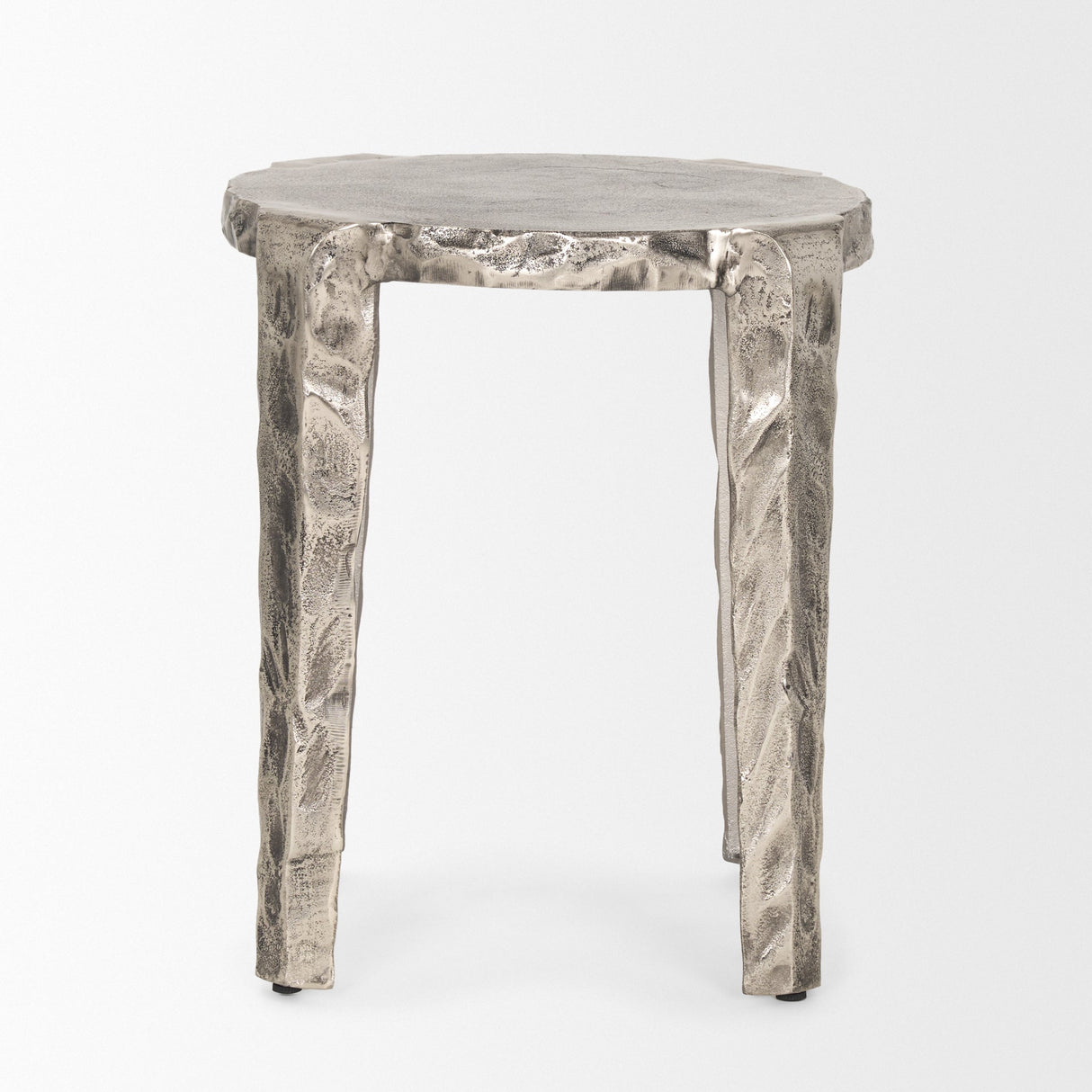 Randy Textured Silver Nickel Cast Aluminum Metal Accent Table by Mercana at Eve Furniture
