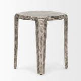 Randy Textured Silver Nickel Cast Aluminum Metal Accent Table by Mercana at Eve Furniture