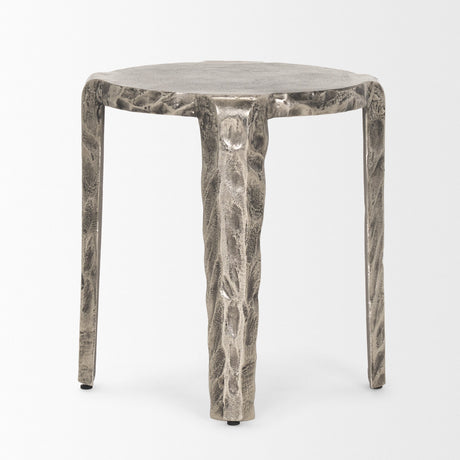 Randy Textured Silver Nickel Cast Aluminum Metal Accent Table by Mercana at Eve Furniture