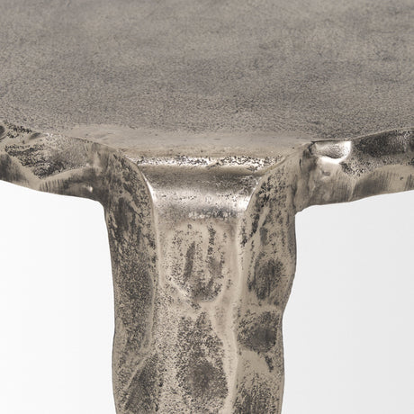 Randy Textured Silver Nickel Cast Aluminum Metal Accent Table by Mercana at Eve Furniture