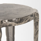 Randy Textured Silver Nickel Cast Aluminum Metal Accent Table by Mercana at Eve Furniture