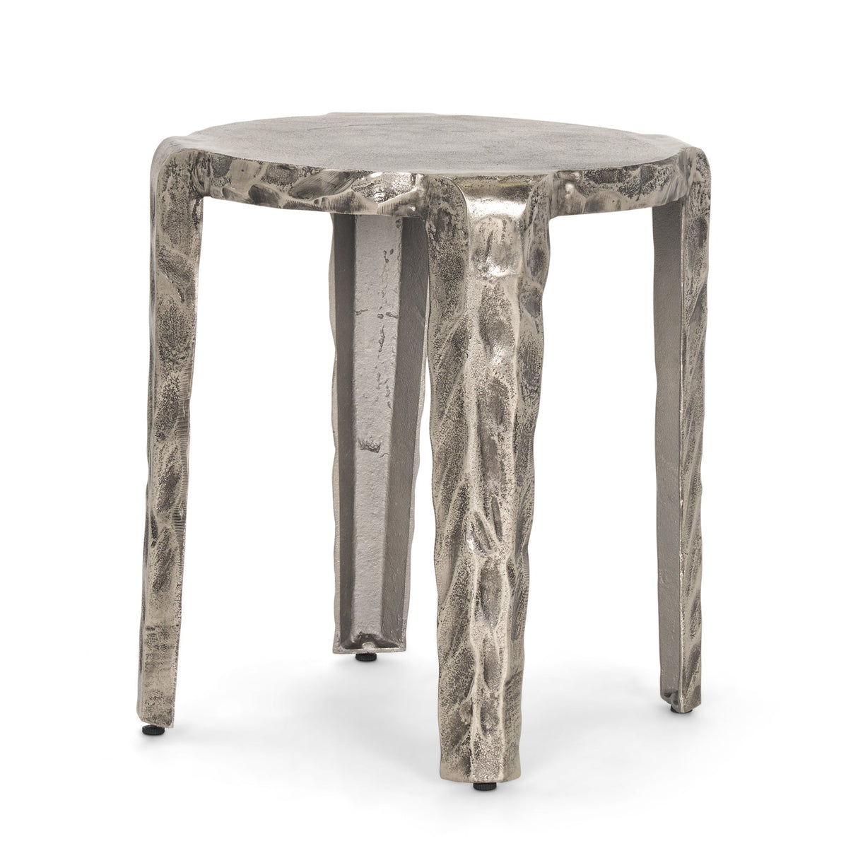 Randy Textured Silver Nickel Cast Aluminum Metal Accent Table by Mercana at Eve Furniture