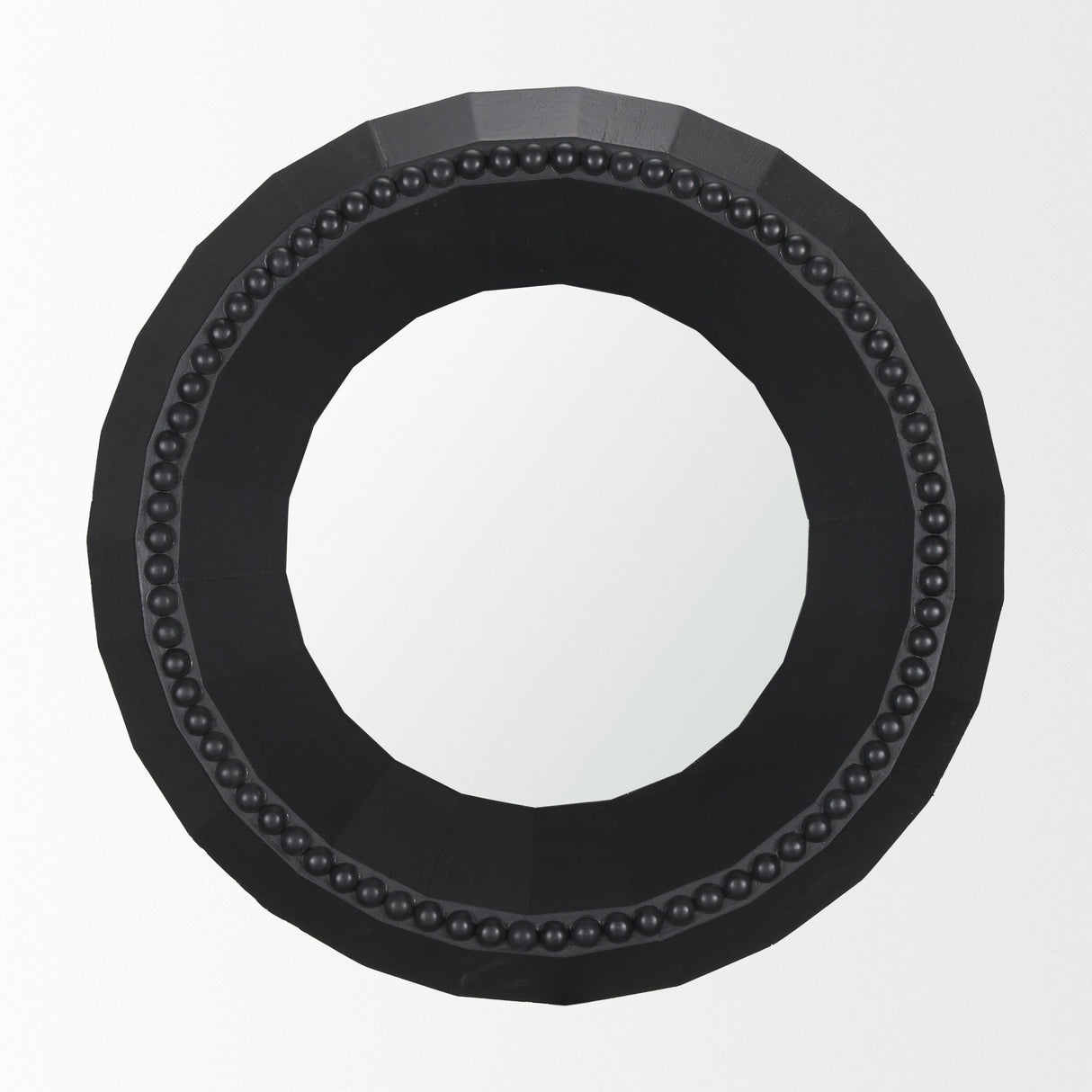 Ranela Black Beaded Wooden Wall Mirror by Mercana at Eve Furniture
