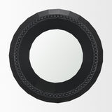 Ranela Black Beaded Wooden Wall Mirror by Mercana at Eve Furniture