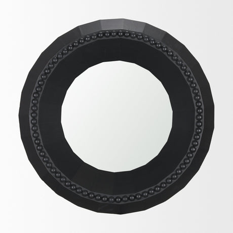 Ranela Black Beaded Wooden Wall Mirror by Mercana at Eve Furniture