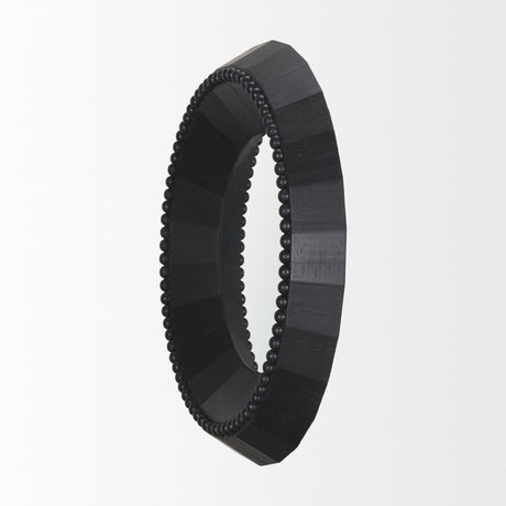 Ranela Black Beaded Wooden Wall Mirror by Mercana at Eve Furniture