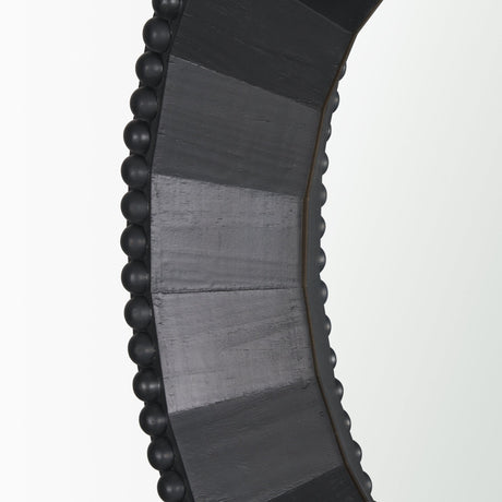 Ranela Black Beaded Wooden Wall Mirror by Mercana at Eve Furniture