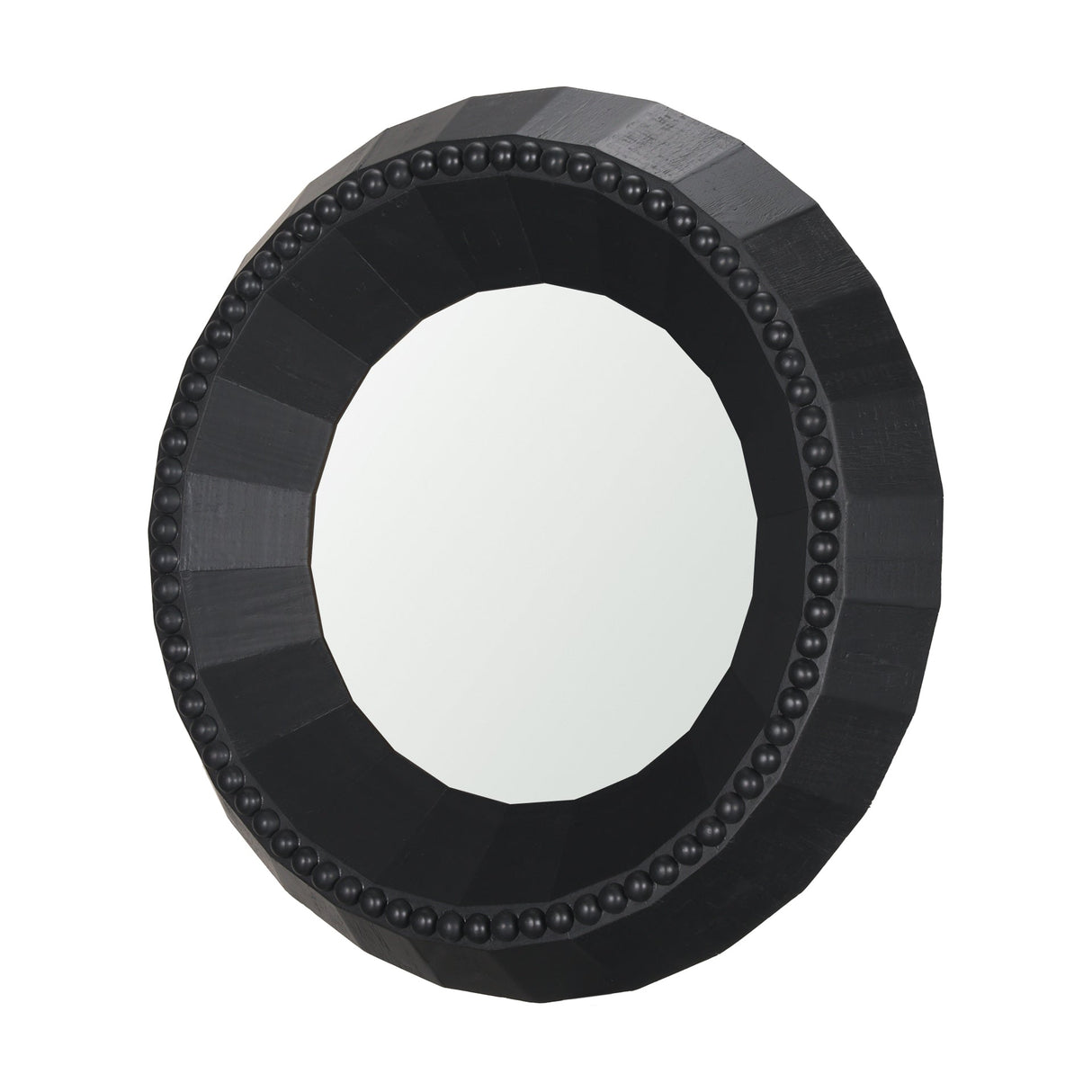 Ranela Black Beaded Wooden Wall Mirror by Mercana at Eve Furniture